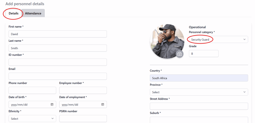 Adding personnel tutorial: enter personnel details