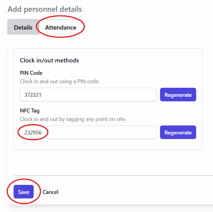 Adding personnel tutorial: view the NFC tag code