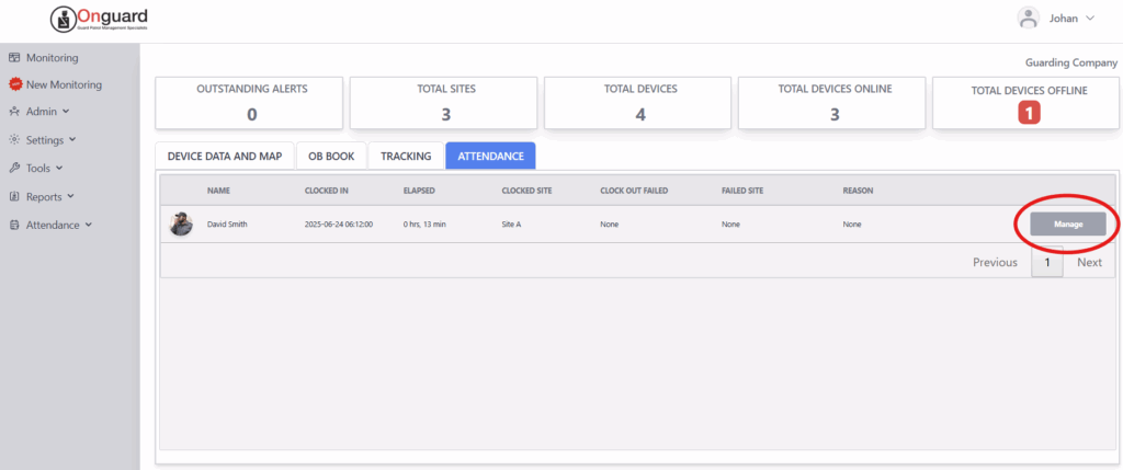 Live monitoring tutorial: manage personnel attendance